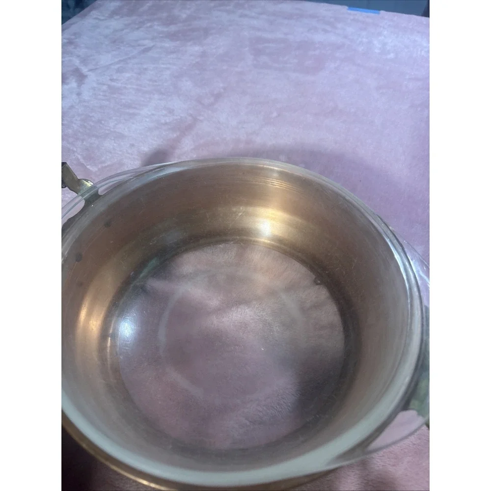 VINTAGE COPPERCRAFT GUILD CASSEROLE DISH W/LID & PYREX ROUND BAKING DISH INSERT